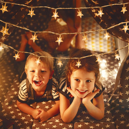 Warm White Star String Lights, 100 LED Plug in Fairy String Lights Waterproof Extendable for Indoor Outdoor, Wedding Party Christmas Tree, Year, Garden Decoration