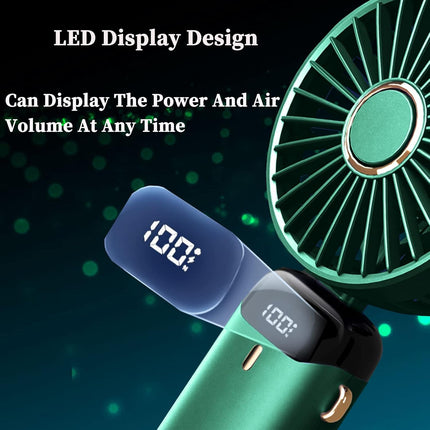Mini Handheld Fan，Foldable Personal Portable Fan With 5 Speeds，4000Mah Battery Operated Usb Rechargeable Fan, Small Desk Fan Work
