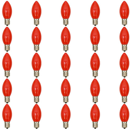 Abeja 25 Pack C9 LED Christmas Light Bulbs, C9 Red Shatterproof LED Bulbs Replacement for Christmas String Lights, E17 Intermediate Base, 0.6Watt