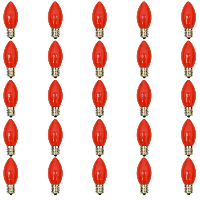 Abeja 25 Pack C9 LED Christmas Light Bulbs, C9 Red Shatterproof LED Bulbs Replacement for Christmas String Lights, E17 Intermediate Base, 0.6Watt