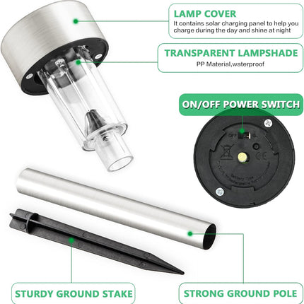 Solpex 12 Pack Solar Outdoor Lights Pathway, Stainless Steel Solar Lights Outdoor Waterproof,Led Landscape Lighting Solar Walkway