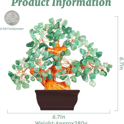 Natural Green Aventurine Money Tree for Office Desk Home Room Decor Positive Meditation Spiritual Energy Crystals Bonsai Trees Feng Shui Wealth and Luck Birthday s for Women