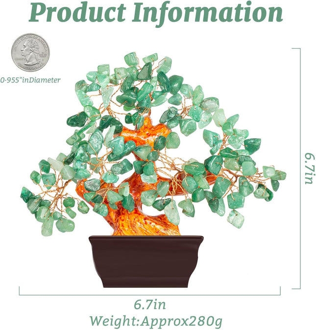Natural Green Aventurine Money Tree for Office Desk Home Room Decor Positive Meditation Spiritual Energy Crystals Bonsai Trees Feng Shui Wealth and Luck Birthday s for Women