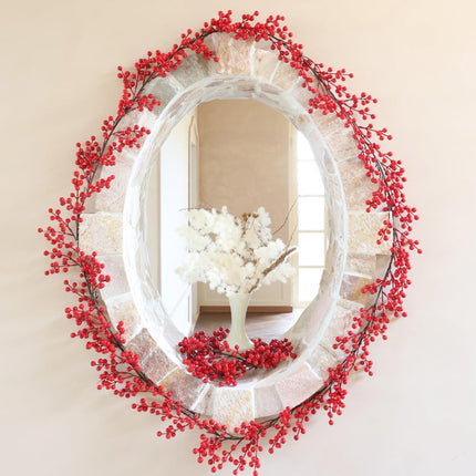 Joyhalo Red Berry Garland - 8.9 FT Christmas Holly Berry Vine for Christmas Tree, Winter Berry Garland for Mantle Xmas Tree Window Door Hanging Indoor Outdoor Holiday Decoration