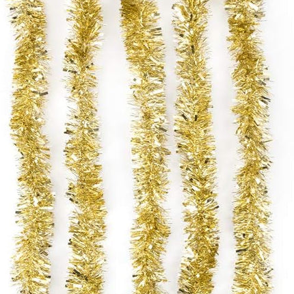 Slideep 32ft Christmas Tinsel Garland, Snowy Sparkly Soft Tinsel Wedding Birthday Party Supplies Ornaments, Christmas Tree Ceiling Hanging Decorations Gold 3.5" Wide