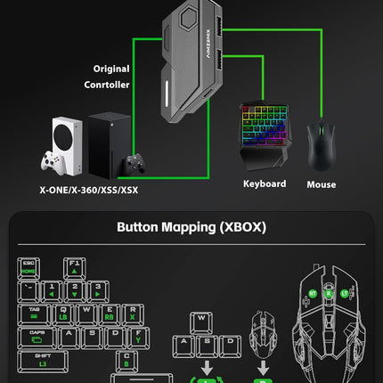 Keyword and Mouse Adapter for Nintendo Switch/Xbox One/PS4/PS3, AIMVICE Keyboard Adapter & Xbox Keyboard Adapter, Perfect for Games Consoles for FPS, TPS and RTS [2023 Upgrade Version]