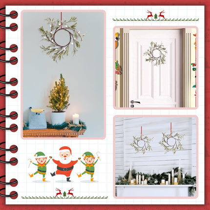 Christmas Mistletoe Candle Rings, 2 Pcs Pillar Candle Rings Wreaths Artificial Mistletoe Wreaths with Pearl Accents Country Primitive Candle Wreath for Winter Holiday Wedding Table Party Decor (White)