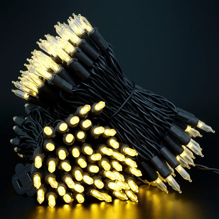 YULETIME Warm White LED Christmas Lights with Black Wire, 66 Feet 200 Count UL Commercial Grade LED Halloween String Light Set (Warm White - Black Wire)
