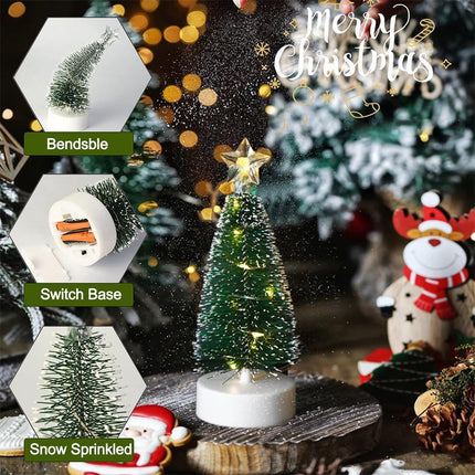 3pcs Flickering Christmas Candles Battery Operated,Xmas Tree Shaped Candles with Light Strings,Ornaments Tree DIY Set for Christmas Party Thanksgiving Fall Home Decorations