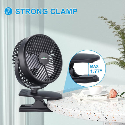 Keynice Usb Desk Fan, 4 Inch Small Clip Fan, 3 Speeds Personal Table Fans With Sturdy Clamp, Strong Airflow Fans For Bedroom, 360