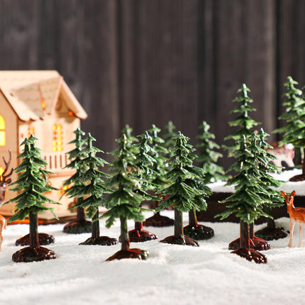 60 Pcs 2.8 Inches Mini Christmas Tree Artificial Christmas Tree Miniature Craft Christmas Pine Tree with Plastic Base for Xmas Party Cake Toppers Kitchen Office Desktop Craft Decorations