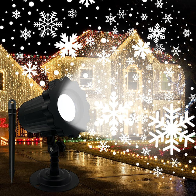 Christmas Snowflake Projector Lights Outdoor - Weatherproof LED Snowfall Projection, Landscape Decorative Light for Xmas & Halloween Holiday Party, Garden, Home & Wedding Indoor Decorations