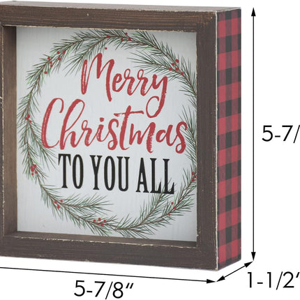 Paris Loft Christmas Sign, Merry Christmas to You All, Framed Wooden Tabletop or Wall Decor, Christmas Wreath, Buffalo Check, Farmhouse Christmas Sign
