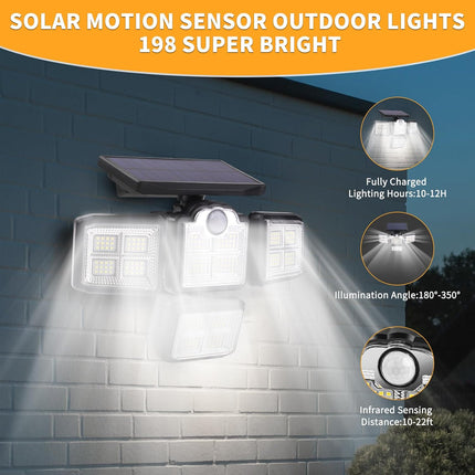 Solar Led Floodlight: 38W, 6000Lm, 6000K Outdoor Motion Sensor Light With Ip65 Waterproof Security Light, Remote Control