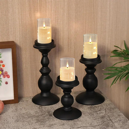 Flashing Flameless Candle with String Light, Battery Powered Candle, Recessed String LED Candle, Indestructible Plexiglass Candle with Remote Control, Set of 3, Ivory White
