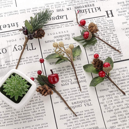 20 Pcs Artificial Pine Picks Mini Simulation Red Berries Branches Flower Ornaments for Christmas, Thanksgiving Fall Decorations, Autumn Decor,Crafting and Displaying