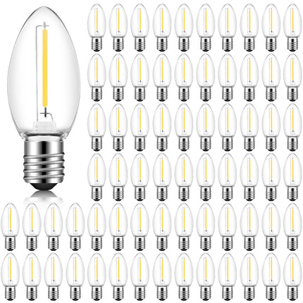 Retisee 100 Pcs C9 LED Light Bulbs Christmas Light Bulbs Waterproof Replacement Light Bulbs Replacement Bulbs for Outdoor String Lights, E17 Intermediate Base, 0.6W Equivalent to 6W, Warm White 2200k