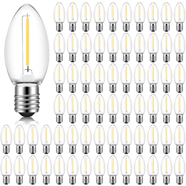 Retisee 100 Pcs C9 LED Light Bulbs Christmas Light Bulbs Waterproof Replacement Light Bulbs Replacement Bulbs for Outdoor String Lights, E17 Intermediate Base, 0.6W Equivalent to 6W, Warm White 2200k