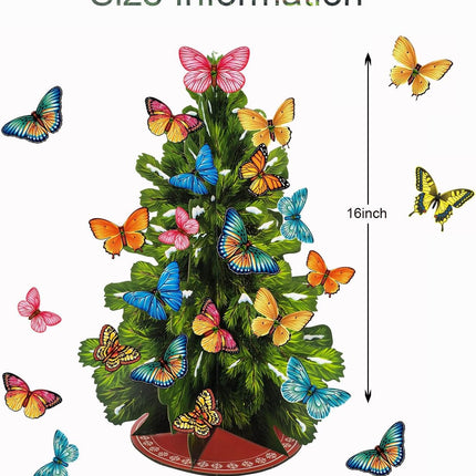 3D Popup Christmas Tree with Detachable Butterfly Ornaments,Paper Christmas Tree with Envelope and Card Christmas Decorations Indoor,Holiday Christmas Decorations Pop Up Winter Tree s for Her