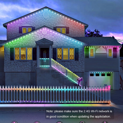 Permanent Outdoor Lights 74ft, Smart RGB+IC 60 LED Eaves Lights with 54 Scene Modes, IP65 Waterproof Outdoor LED Lights for Party, Roof, Garden, Game Day, Work with Alexa, Google Assistant