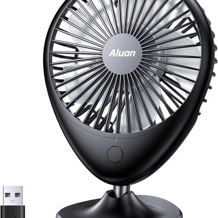 Aluan Desk Fan Small Quiet Usb Fan Portable For Travel 3 Speeds Powerful Desktop Fan 75°Head Rotation Table Fan Personal Mini Fan