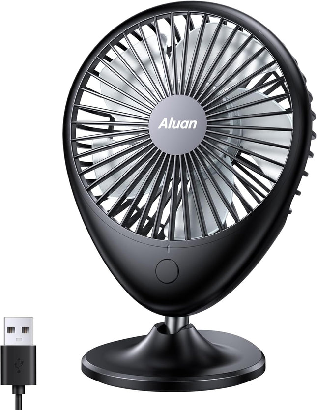 Aluan Desk Fan Small Quiet Usb Fan Portable For Travel 3 Speeds Powerful Desktop Fan 75°Head Rotation Table Fan Personal Mini Fan