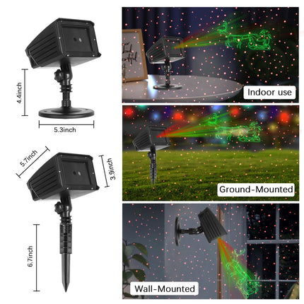 Christmas Laser Projector - Red and Green Elk Pulling Sled Outdoor Garden Light with Remote Control for Xmas Holiday Decoration Year Party Show
