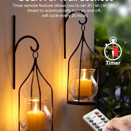 Homemory Rechargeable Flameless Candles with Timer Remote, 2" x 2" Realistic Battery Operated LED Votive Tea Lights, 12Pack Electric Fake Candle in Warm White (USB Charging Cable Included)
