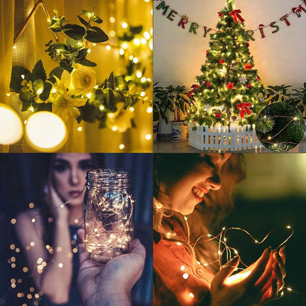 2 Pack 33ft 100 LED Solar Copper String Lights,8 Modes Christmas Fairy Lights Waterproof IP65 Twinkle Lighting Indoor Outdoor Fairy Firefly Lights Auto ON/Off (Warm White)