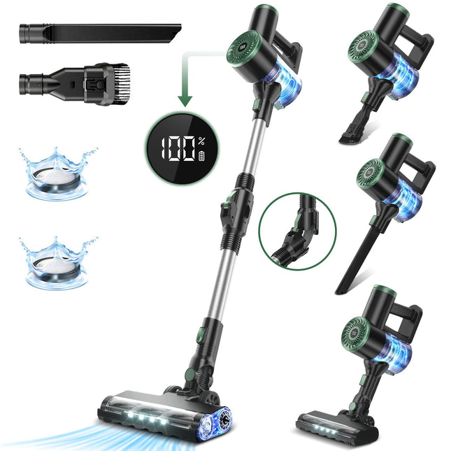 Cordless Stick Vacuum Cleaner, Powerful Rechargeable Wireless Vacuum Cleaner For Home 6 In 1 With Led Display, Selfstanding And 180° Bendable Wand, For Carpet And Hard Floor Pet Hair