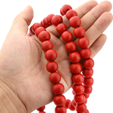 2pcs Wooden Beaded Garlands Christmas Red Bead Garlands Wood Christmas Tree Decorations Garlands Decorative Fireplace Wall Hanging Christmas Wood Beads Garlands for Christmas Party Home Decor (Red)
