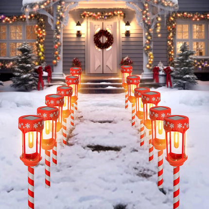 6 Pack Solar Christmas Pathway Lights - Christmas Decorative Lights Waterproof & Auto On/Off Xmas for Garden Landscape Patio Yard Walkway Decor