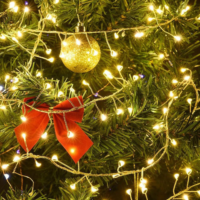 100FT Firecracker String Lights 1000 LED Warm White Plug in Indoor Silver Wire Cluster Fairy Lights with Remote for Christmas Tree,Plant,Bedroom,Garden,Patio,Backyard