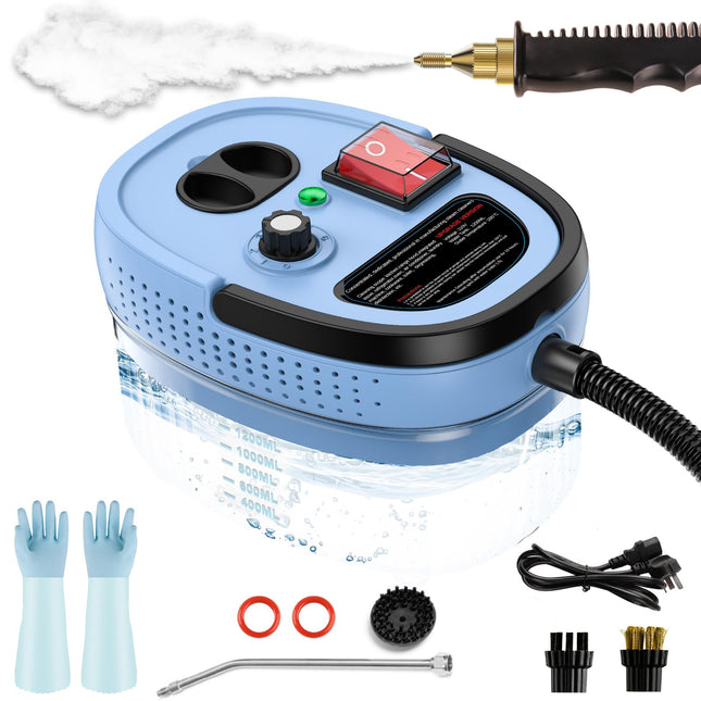 Steam Cleaner, 1200Ml High Pressure Steamer For Cleaning Handheld Steam Cleaner For Home,Hightemperature Steamer Cleaner For Car,Upholstery,Kitchen, Bathroom,Car Detailing,Grout And Tile Blue