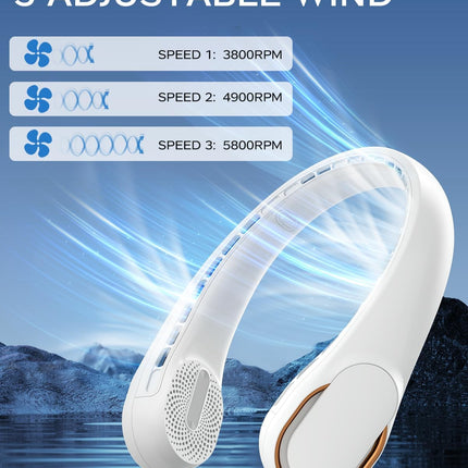 Neck Fan, Portable Fan Around Neck, 4000Mah Battery Operated Wearable Personal Fan With Usb Rechargeable, 3 Wind Speed, Fast Cool