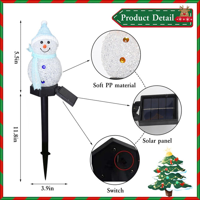 2 Pack Solar Snowman Christmas Lights, Outdoor Snowman Lights with Stake Solar Landscape Pathway Christmas Lights Outdoor Christmas Decorative Lights for Garden Yard Patio Porch Decor