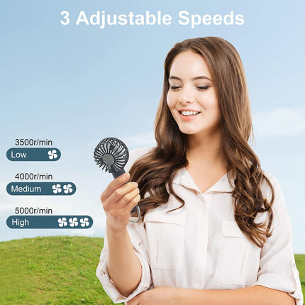 Portable Handheld Fan, 2200 Mah Usb Rechargeable Personal Fan, Battery Operated Small Fan With 3 Speeds For Outdoor Indoor Travel