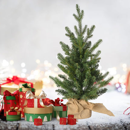 2FT Artificial Christmas Tree with 122 PE&PVC Mixed Branch Tips, Unlit Premium Fir Xmas Tree for Home, Office, Party Decoration, Metal Hinges & Foldable Base, Green