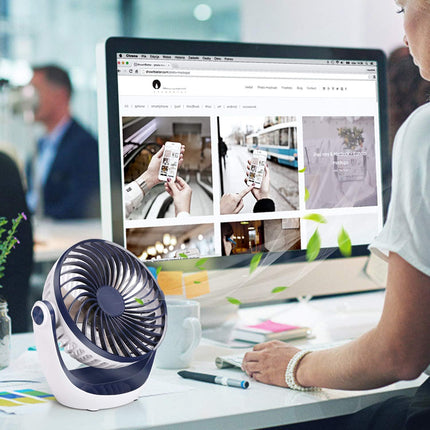 Aluan Desk Fan Small Table Fan With Strong Airflow Quiet Operation Portable Fan Speed Adjustable Head 360°Rotatable Mini Personal