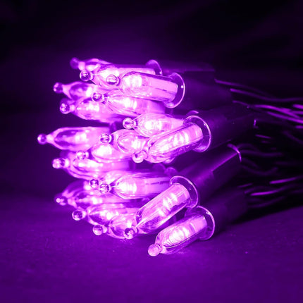 Battery Operated Halloween Lights 2 Pack 18.3Ft 50 LED Purple Mini String Lights 9 Functions Black Wire Purple Halloween Tree Lights for Wreath Crafts Indoor Outdoor Festive Lights