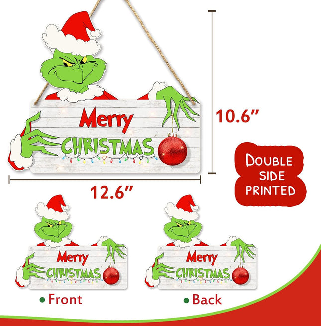 Christmas Decorations Hanging Signs Door Sign for Holiday Decor Merry Xmas Themed Party Supplies Yard Porch Wall Window Kid’s Room Decoration