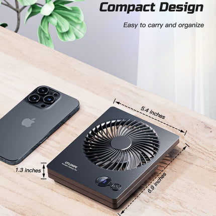 Otlonpe Desk Fan Battery Operated, 4000Mah Portable Fan Rechargeable Personal Fan Small Table Fan With 180° Tilt Power Bank