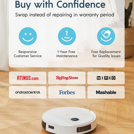 Yeedi Vac 2 Robot Vacuum And Mop Combo, Powerful 3000Pa Suction With Smart Mopping, Advanced 3D Obstacle Avoidance,110 Min Runtime Ideal For Carpet, Hard Floor Cleaning And Pets Family