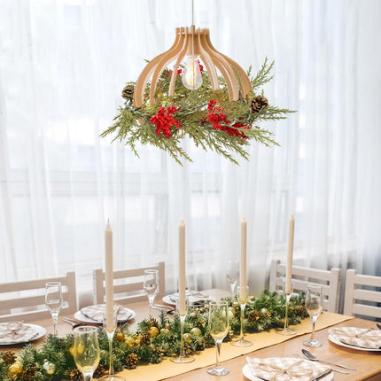 Christmas Garland with Lights, 6 FT Battery Operated Artificial Greenery Garland with Timer, 20 LEDs, Pine Cones and Red Berries for Mantle, Front Door, Stairs Railing Decoration (1 Pack)