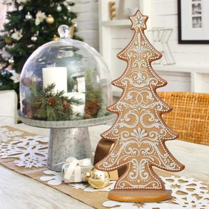 Gingerbread Christmas Tree Collectible Figurines - Village Gingerbread Fantastic Sequins Christmas Tree Tabletop Decoration Braxio (Extra Large)