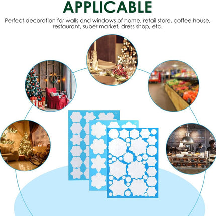 DC-BEAUTIFUL 318 Pcs Christmas Snowflakes Clings Decoration Set, White Christmas Theme Window Stickers, Winter Snow Flakes Clings Party Decal (12 Sheets)