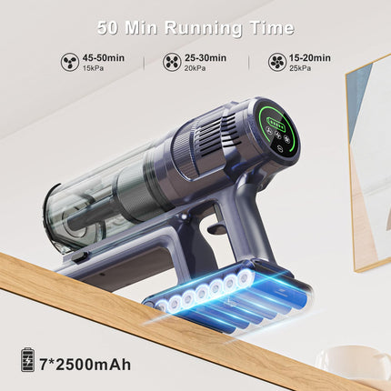 M242 Cordless Stick Vacuum Cleaner With Brushless Motor,50 Mins Max Runtime, 25Kpa Powerful Suction Vacuum With Led Display For Pet Hair,Hard Floor,Carpet.