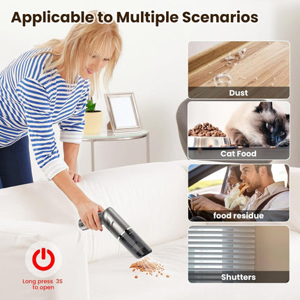 Car Vacuum Mini Vacuum Handheld Vacuum Cordless,120W Car Vacuum Cleaner High Power 90° Rotatable Handle Rechargeable Hand Vacuum Cordless Dry Wireless Portable Handheld Car Vacuum For Homecaroffice