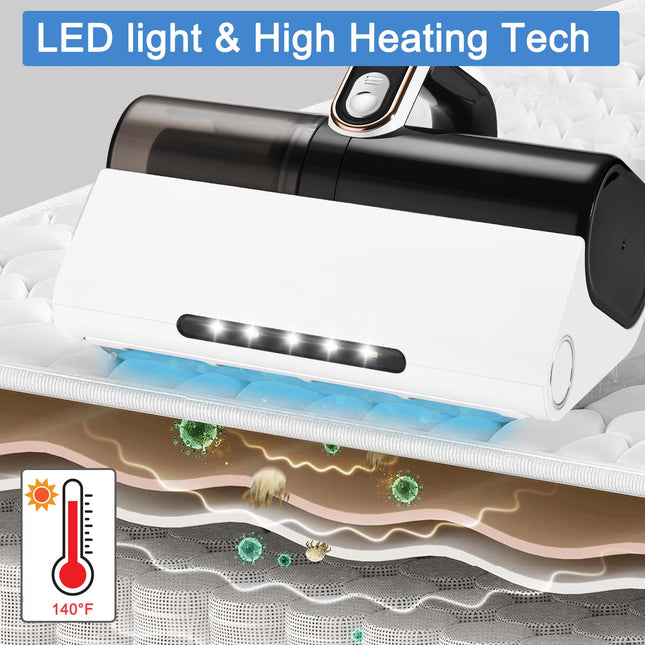 Mattress Vacuum Cleaner, Bed Vacuum Cleaner With Uv & High Heating Tech, 12Kpa Suction 500W Powerful Handheld Vacuums For Dust Recognition & Remove Pet Hair