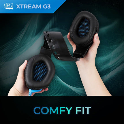 Adesso Xtream G3-7.1 Surround-Sound Gaming Headset with Noise Cancelling Microphone and LED Lighting for PC, PS4, Xbox, Nintendo Switch, and Laptops